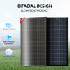 200W Bifacial Solar Panel, 12V N-Type 20BB Monocrystalline Solar Cell, Up to 25% High Conversion Efficiency, Dual-Sided Power Generation Black Frame Panel for RV, Marine, Off-Grid Roof