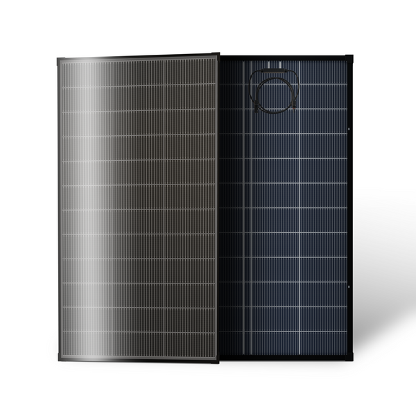 200W Bifacial Solar Panel, 12V N-Type 20BB Monocrystalline Solar Cell, Up to 25% High Conversion Efficiency, Dual-Sided Power Generation Black Frame Panel for RV, Marine, Off-Grid Roof