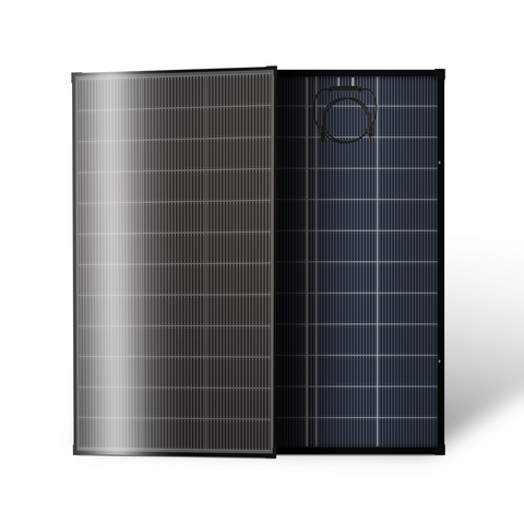 200W Bifacial Solar Panel, 12V N-Type 20BB Monocrystalline Solar Cell, Up to 25% High Conversion Efficiency, Dual-Sided Power Generation Black Frame Panel for RV, Marine, Off-Grid Roof