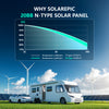 200W Bifacial Solar Panel, 12V N-Type 20BB Monocrystalline Solar Cell, Up to 25% High Conversion Efficiency, Dual-Sided Power Generation Black Frame Panel for RV, Marine, Off-Grid Roof