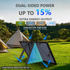 110W Foldable Solar Panel, Bifacial Monocrystalline, 25.9 Voc Output, Waterproof, for Portable Power Station, Camping, RV, with Kickstand and Carrying Bag