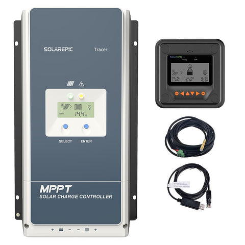 EPEVER 50A/60A/80A/100A  MPPT Solar Charge Controller 150V-200V PV Input Negative Ground Work with 12/24/36/48V Battery System Tracer 10420AN