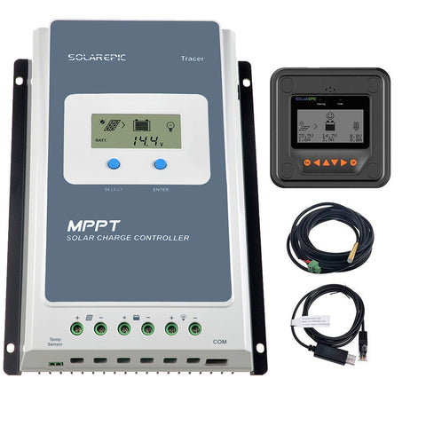 EPEVER 10A/20A/30A/40A MPPT Solar Charge Controller 100V PV Max Input Negative Ground LiFePo4 Battery Charger W/ MT50 Remote Meter & Temperature Sensor Tracer4210AN